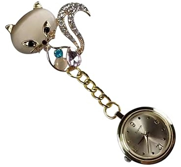 IMIKEYA Medizinische Taschenuhr mit Strass, Gold Zinklegierung