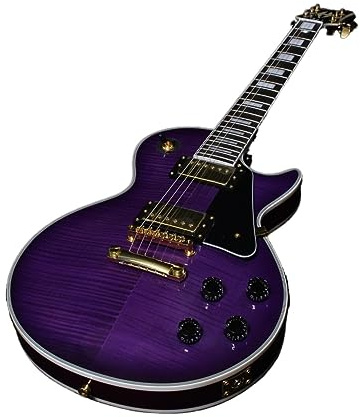 Kundenspezifische E-Gitarre, lila Blume, goldenes Zubehör, individuelles Palisandergriffbrett