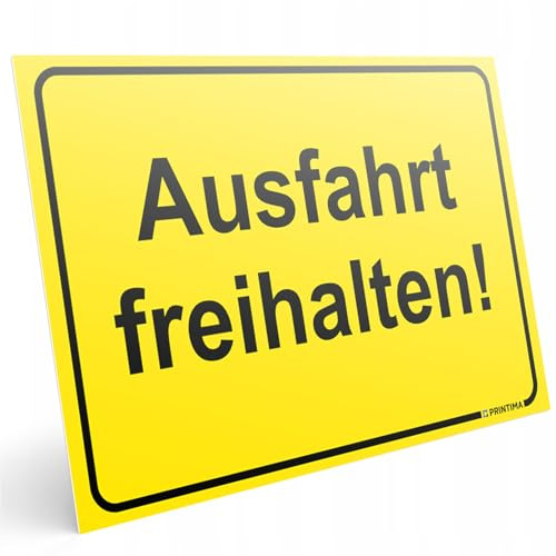 PRINTIMA Hinweisschild Ausfahrt freihalten 32 x 21 cm – PVC Schild, wetterfeste Parkplatzbeschilderung für Ein- und Ausfahrten, Zufahrten, Tore & Betriebsgelände