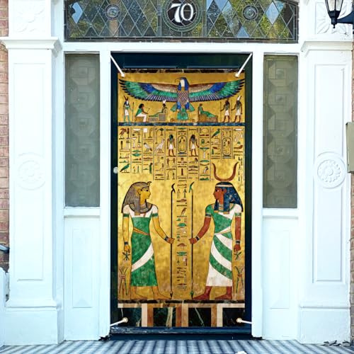 arricraft 1 Stück Türverkleidung Aus Polyester Im Altägyptischen Stil 72.83X35.43 Hieroglyphen Pharao Muster Hintergrundbanner Türschild Fotohintergrund Für Party Veranda Wohnaccessoires