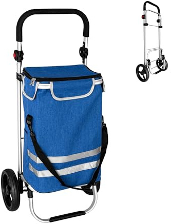 Relaxdays Einkaufstrolley, 2 große Räder, Kühlfach, abnehmbare Tasche, 45 l, bis 35 kg, Einkaufswagen klappbar, Farbwahl