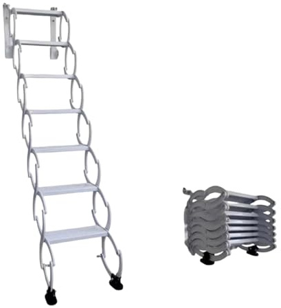 Scale pieghevoli a parete, scala retrattile per soffitta con sistema di apertura a scomparsa, scala a soppalco pieghevole e retrattile, scala per soppalco in acciaio(H130CM/51.2IN)