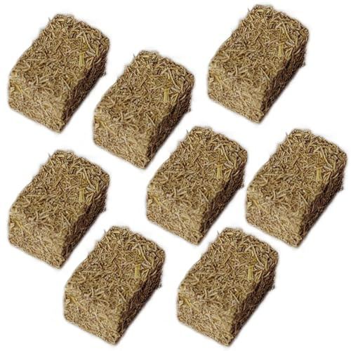 Nuiorfty Miniatur-Heuballen 8 Stück Simulation aus Holz DIY dekoratives Heu zum Basteln künstliche Miniballen für Puppenhaus