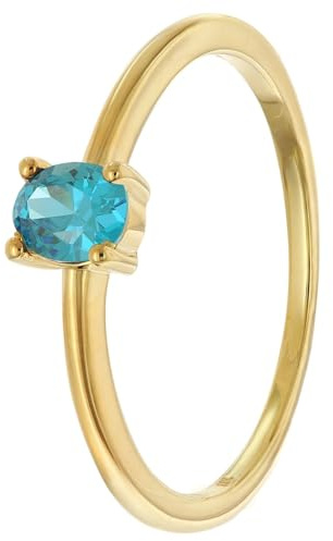 trendor Damenring 333 Gold (8k) Ovaler Zirkonia Londonblau 21370-04-58