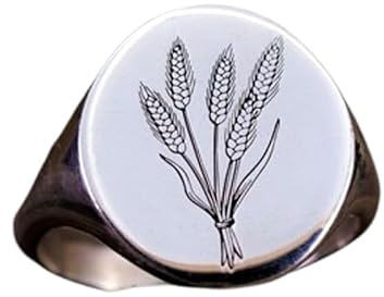 Weizen-Siegelring für Damen, Blätter, Wildblumen-Ring, minimalistisches Geschenk, Ohrenschmuck, Lorbeer, klobig, 925er Sterlingsilber (Ringgröße 5–12,5), versilbert, WW_PDR_00365, 17x16mm, Sterling
