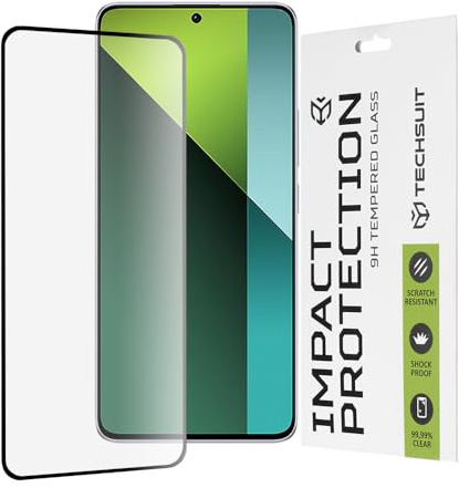Techsuit Displayschutzfolie für Xiaomi Redmi Note 13 Pro 5G, Poco X6 Gehärtetes Glas mit 9H Härte, Vollständige Abdeckung, Stoßschutz, Oleophobe Beschichtung, Anti Fingerabdruck, Blasenfrei, 111D Full