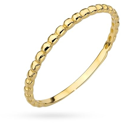 MARKO Goldring Damen 585 Echtgold 14 Karat – Schmaler Kugelring, Eleganter Damenring aus Gold, Ehering, Partnerring, Vorsteckring, Goldschmuck Damen, Geschenk für Frauen
