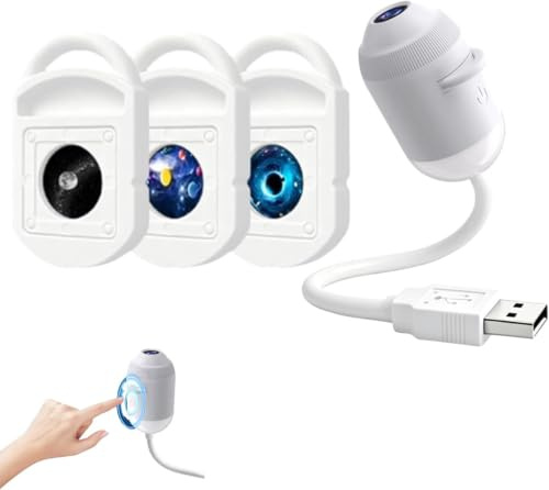 Hliloy Proiettore di luce notturna olografico dinamico HD Smart 5D, plug and play, proiettore HD Star con pellicole di proiezione, USB a 360°, proiettori Galaxy e luna, luce notturna per camera da