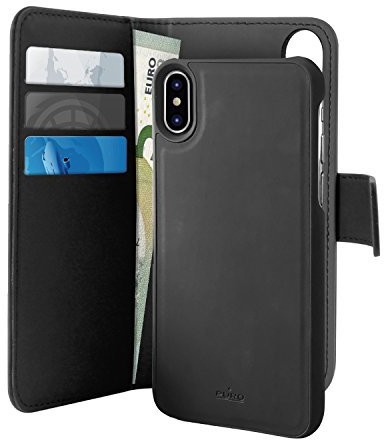 Puro Abnehmbare Ledergeldbörse mit Kartenfächern für iPhone X