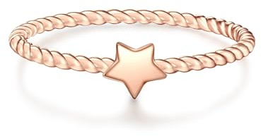 GLANZSTÜCKE MÜNCHEN Damen-Ring Stern Sterling Silber rosévergoldet - Motivring Freundschaftsring schlicht