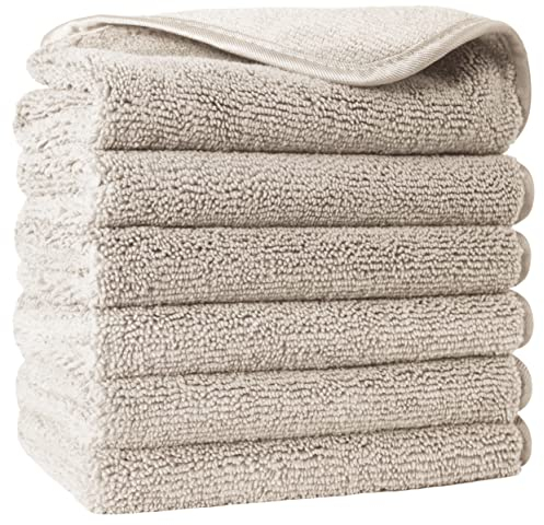 Polyte - Premium-Waschlappen aus Mikrofaser - fusselfrei - Beige - 33 x 33 cm - 6 Stück