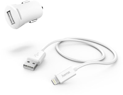 Lade-Set für Zigarettenanzünder, Lightning, 2,4 A, Weiß