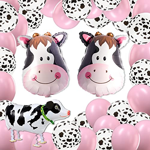 PartyWoo Kuh Party Luftballons, Bauernhof Party Luftballons Satz von Kuh Ballons, Luftballons Rosa, Airwalker Ballon Kuh und Folienballons Kuh für Bauernhof Party, Bauernhof Geburtstagsparty