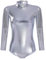 FYMNSI Damen Glänzende Ballettanzug Ballettbody Sport Tanz Body Gymnastikanzug Trikot Langarm Bodysuit Metallic Wetlook Einteiler Turnanzug Leotards Overall Lack Leder Oberteile Top Kostüm Silber S