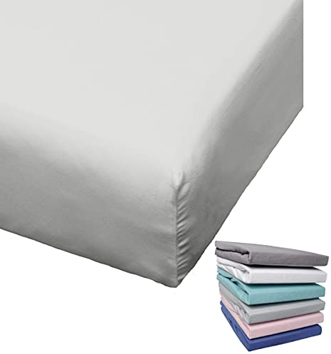 Bierbaum Biber Spannbettlaken Baumwolle 100x200 cm Weiß Grau Blau Rosa Türkis Silber Flieder Grün Taupe Rundgummi, Farbe:Silber