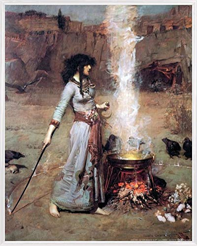 1art1 John William Waterhouse Poster Kunstdruck Bild und Kunststoff-Rahmen - Der Magische Kreis, 1886 (50 x 40cm)