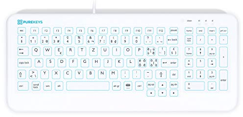 PUREKEYS – professionelle Medizintastatur - USB-Kabel - Tastenbelegung Schweiz & Luxemburg | IP 66 - Hygienetastatur für medizinische Bereiche | abwischbar, desinfizierbar, abwaschbar