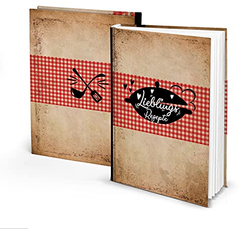 Logbuch-Verlag Vintage Rezeptbuch DIN A5 zum Selberschreiben LIEBLINGSREZEPTE - DIY Kochbuch Blanko leer zum selbst Gestalten oder als Geschenk
