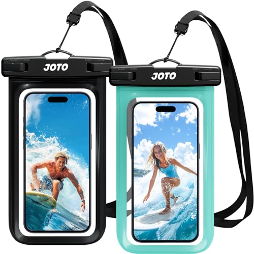 JOTO 2 Stück wasserdichte Handyhülle IPX8 Unterwasser Wasserfest Handytasche für iPhone 16 15 14 13 12 11 Pro Max Plus Galaxy S24 S23 A15 Xiaomi bis 7 Zoll Phone Case -Schwarz/Grün