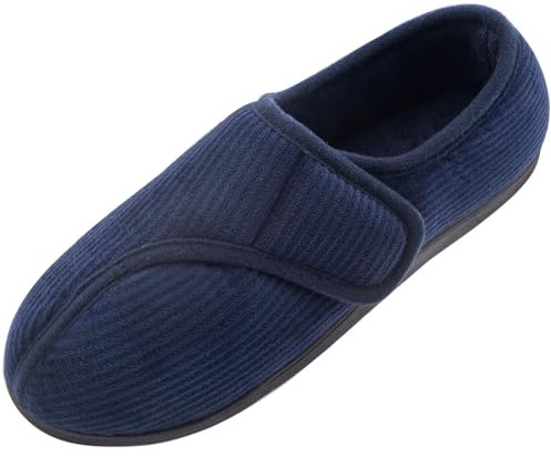Git-up Pantofole da casa per Uomo Confortevole e Antiscivolo Calde Ciabatte con Soletta Memory Foam Pantofole Regolabili diabetiche per Edema Piedi, Blu 8