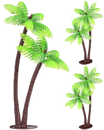 Wakauto Plastic Coconut Palm Tree, Palm Tree Cake Toppers Decor, Plant Pots Bonsai Craft Mini Scenery Landscape DIY Doll House Resin Decoration