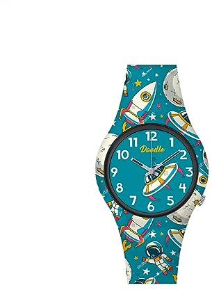 Doodle Watch Kinderuhr Astonauten Motiv Quarz mit Silikonband DO32002