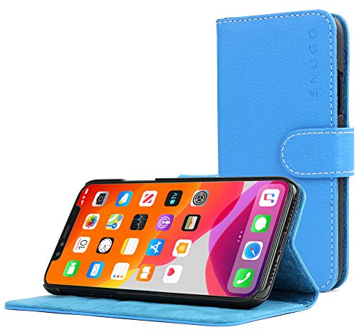 Snugg Schutzhülle für iPhone 12 Pro Max (2020) – Etui aus Leder mit Kartenschlitzen und Ständer – Legacy-Kollektion, Flipcase, Handyhülle in Elektrisches Blau