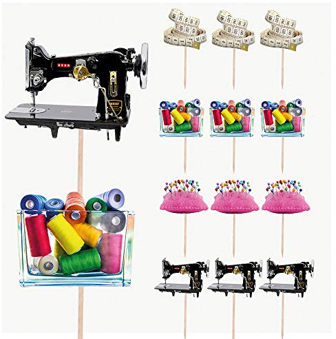 AK Giftshop Sewing Cupcakes Cake Food Decorations Picks Toppers - Mother's Day Birthday (Pack of 14)