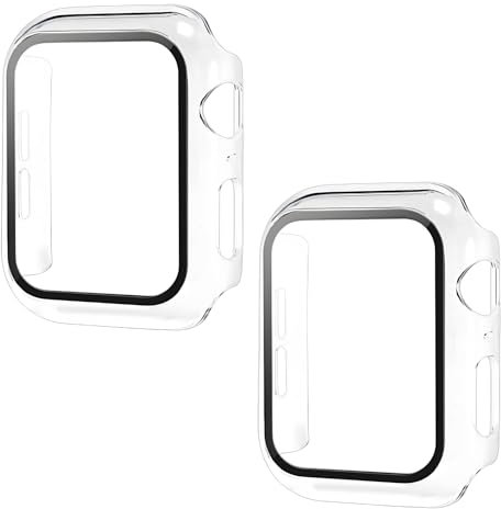 Pokanic [2 Pack Kompatibel mit Apple Watch 9 8 7 6 5 4 3 2 1 SE Series iWatch 9H gehärtetes Glas Hülle Vollbildschirmschutz Abdeckung Kratzfest (klar, 42 mm)