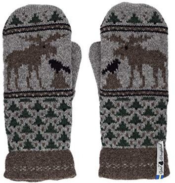 ÖJBRO VANTFABRIK 1 Paar Fäustlinge Gr. S (6) Wolle Strick-Handschuhe 4-lagige Merinowolle Winter-Handschuhe aus Schweden, Fausthandschuh Damen & Herren, extra warm & weich - Skogen