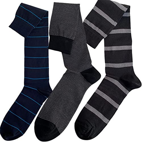 Infinity 6 paia Calze Lunghe Uomo Cotone Filo di Scozia Elasticizzato disegni moda pois Eleganti per Lavoro D'Ufficio, Calzini in Tessuto Fresco e Traspirante, Manifattura Made in Italy (43-46, Righe)