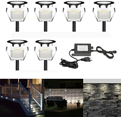 CHNXU LED Bodeneinbauleuchten 6er Set Aussen 0.6W Terrassen Einbaustrahler Ø30mm DC12V LED Boden Licht Kaltes Weiß IP67 Wasserdicht LED Deckenstrahler für Küche Garten Treppen Bad Balkon, Schwarz