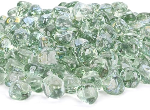 vchin Feuerstelle Glas, klare Feuerglasfelsen für Propangas-Feuerstelle, Kamin und Außendekoration, Hochglanz, 2,5 cm Diamanten, 4,5 kg