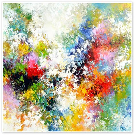 Abstrakte Blumenwiese Poster von Theheartofart Gena 100 x 100 cm Bunt Wandbilder Wanddeko