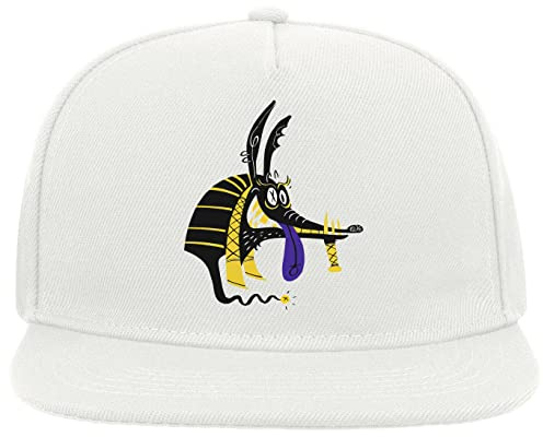 Goofy Anubis Egyptian God 5 Panel Snapback Flat Visor Cap Hat Baseballmütze Weiß