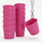 SoPro 12x Schnapsbecher zum Umhängen 4 cl wiederverwendbar - Schnapsgläser JGA 40 ml pink - Schnapsglas zum Umhängen, Brautbecher mit Gravur, JGA Schnapsgläser, Schnapsgläser zum Umhängen JGA