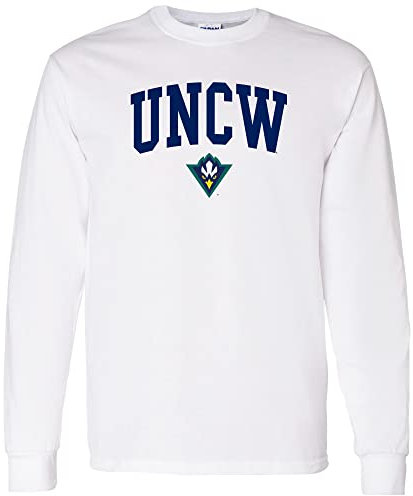 Offiziell lizenzierte NCAA College – University Team Farbe Arch Logo Long Sleeve, Unc Wilmington Seahawks Weiß, 3X-Groß