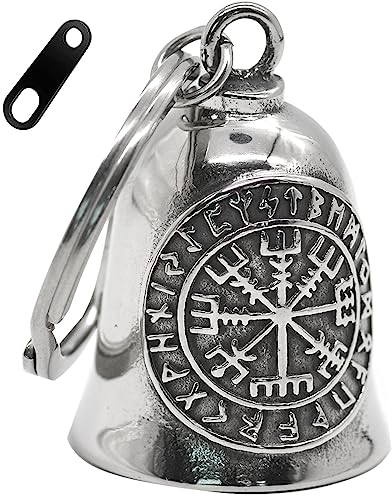 Motorrad Wikinger Glocke - Motorrad Engel Glocke für Männer und Frauen, Motorrad Zubehör (Schwarz Silber) (Silber)