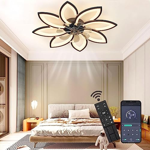 Ventilateur De Plafond LED Avec Lumière, Lustre 72W Dimmable Avec Ventilateur, Ventilateur De Plafond Réversible Silencieux Avec Lumière, Pour Salon Chambre Salle à Manger Schwarz,8 Köpfe 90x15cm