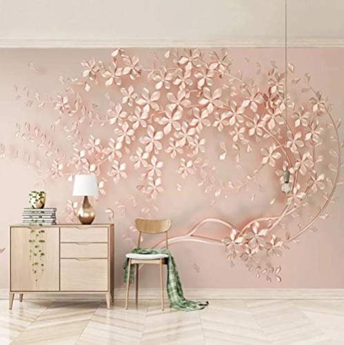 Custom Mural Wallpaper Luxury Rose Gold Flowers 3D European Style Dining Room Living Room Bedroom Night Wall Decor Painting 350 cm x 256 cm (137.8 x 100.8 inches)