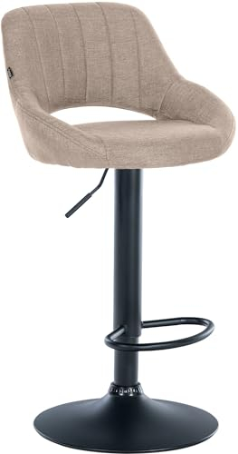 CLP Barhocker Milet I Stoff-Bezug I Drehbarer Barstuhl, Farbe:Taupe, Gestell Farbe:schwarz