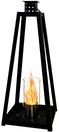 GLOW FIRE Hendrik Ethanol Laterne, Bioethanol-Kamin für Boden oder Tisch, Ethanol Kamin freistehend mit 1,5 h Brenndauer und 1 KW Heizleistung