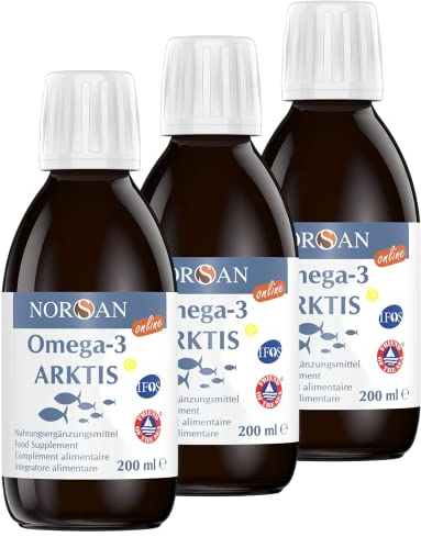 NORSAN Arktis Omega 3 2000mg I Olio di fegato di merluzzo liquido senza reflusso - 3x200 ml Omega 3 EPA DHA I Integratore omega 3 olio di pesce I Olio fegato merluzzo liquido con 800 UI di vitamina D3