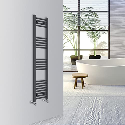 Warmehaus Straight Bathroom Heated Towel Rail Warmer 1400x300mm Anthracite