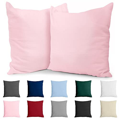 Kissenbezug 60x60 Baumwolle Renforcé (2er-Set) - Rosa - Dicht gewebt mit 57 Fäden/cm² - Kissenhülle 60x60 cm - Oeko Tex Zertifiziert - Dreamzie