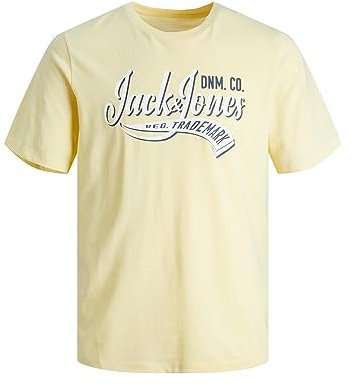 JACK & JONES Men's Jjelogo Tee Ss O-Neck 2 Col Ss24 Sn Long-Sleeved Shirt, French Vanilla/Detail: Melange, M