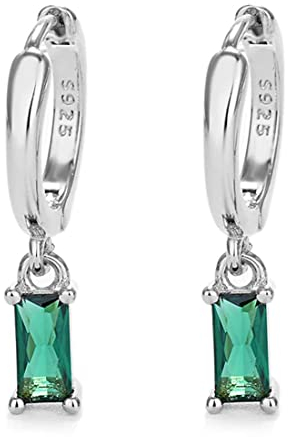 Silber Ohrringe Damen mit grünem Tropfen, Creolen Silber für Frauen 925 Silber Ohrringe Kreolen, Kristall Ohrringe Hängend, 925 Silber Anhänger Ohrringe für die Hochzeitsfeier der Frauen