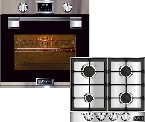 Kaiser Herdset Autark, Kaiser EH 6337 Einbaubackofen Elektrobackofen Pyrolyse-Selbstreinigung, 79L, 11 Funktionen,Intelligent Sysytem, Kaiser KG 6357 Gaskochfeld 60 cm 3,8 kW WOK, Erdgas oder Fl.Gas