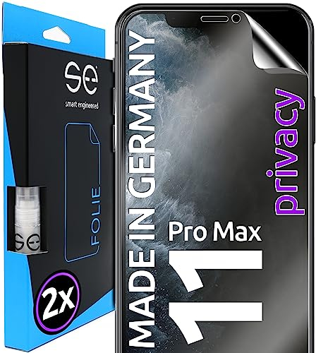 2x se® 3D SCHUTZFOLIE Privacy für Apple iPhone 11 Pro Max,Blickschutz, 100% Fingerabdruck & FaceID kompatibel, einfache blasenfreie Installation, Ultra-Klar, Stoß-Kratzfest, aus Deutschland