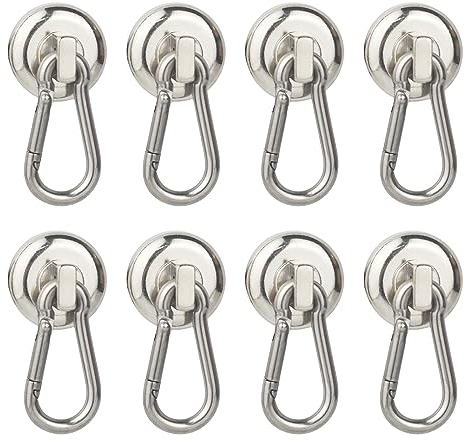 8 Pezzi 20mm Ganci Magnetici, Ganci Magnetici Al Neodimio, Gancio Magnetico Calamite Potenti, Ganci Magnetici Neodimio Da 10kg per Cucina Bagno Garage Ba